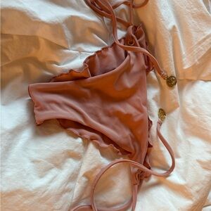 Luli fama Mauve Pink Bikini Bottom with Gold Charm Accents